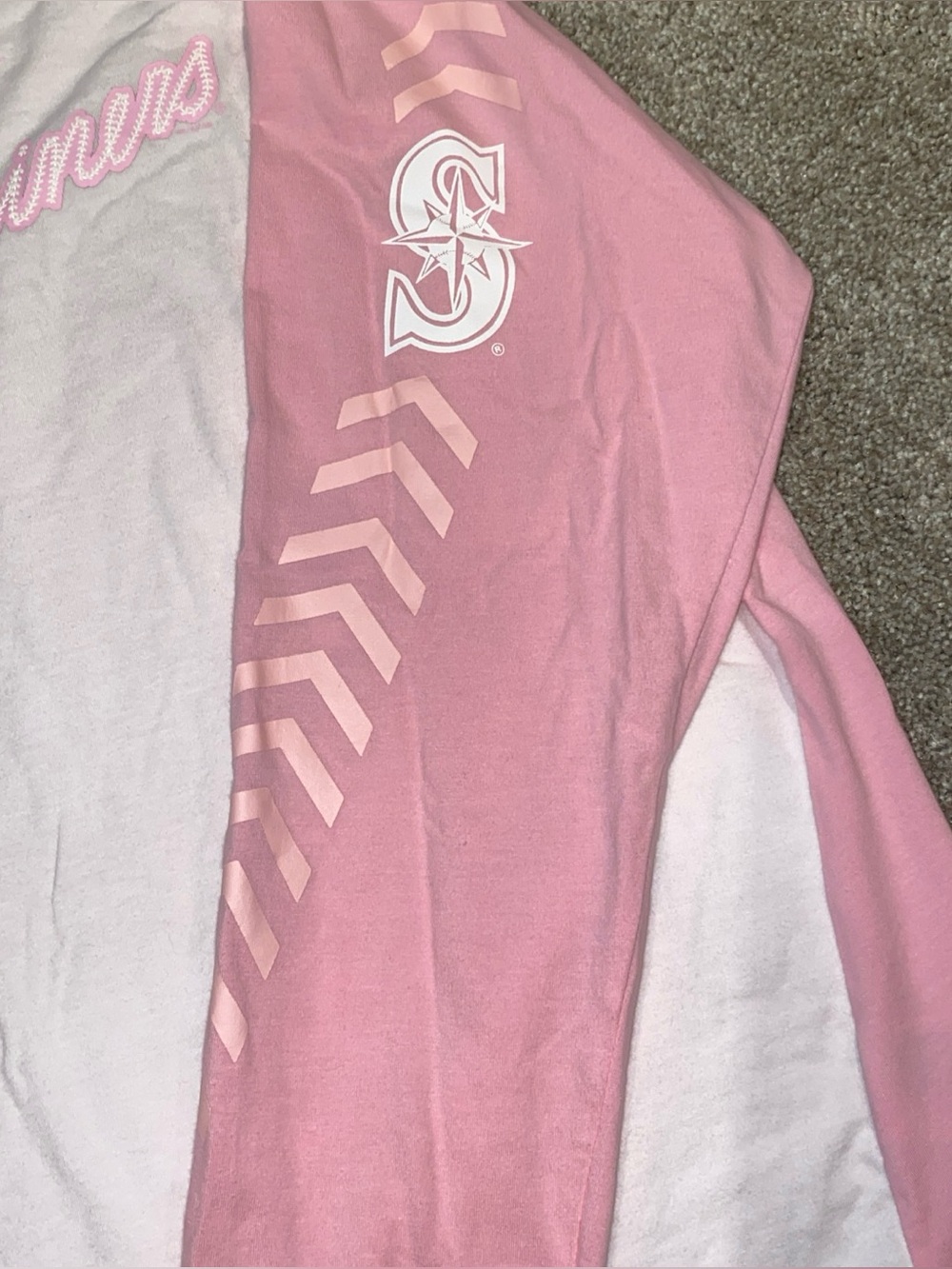Vintage Nike Seattle Mariners‎ Long Sleeve Pink & White Long Sleeve Woman’s XL - Picture 5 of 11